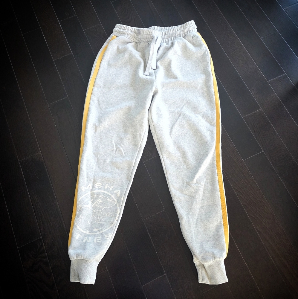 Gymshark Light Gray Track Pants with Elastic Cuffs